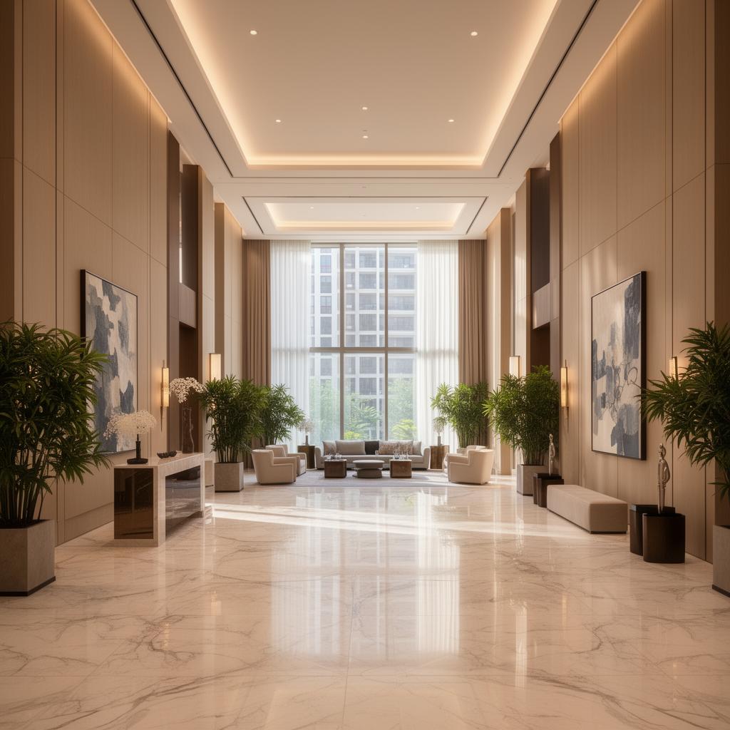 Lobby elegante de condomínio moderno